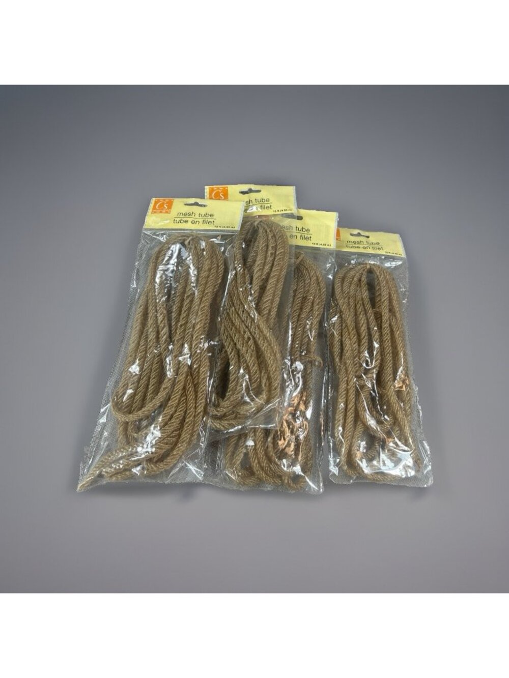 Lot of 4 Crafter's Square Decorative Mesh Tube 15 Ft Raffia Brown Total 60Ft New